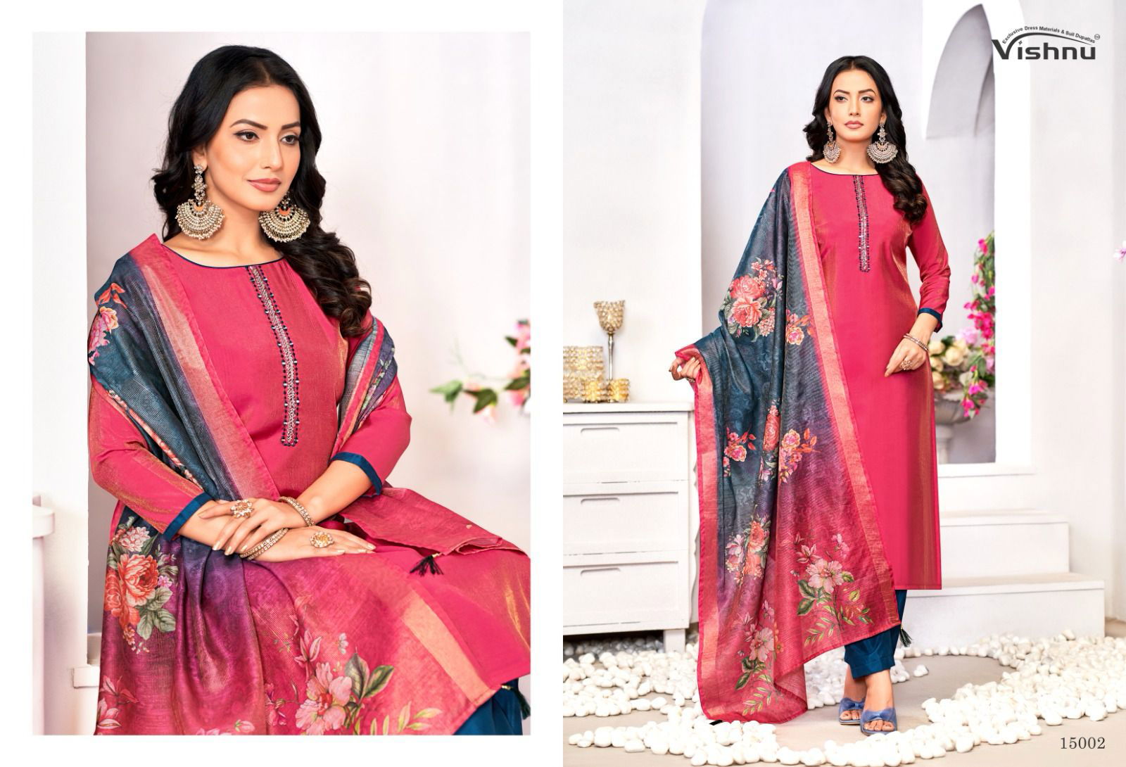 Alizza By Vishnu Roman Shimmer Designer Dress Material Exporters In India